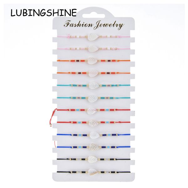 12pcs/lot shell leaf charms bracelet set for couples women girl knit adjustable knot string seed bead wristband jewelry gift, Golden;silver
12pcs/lot shell leaf charms bracelet set for couples women girl knit adjustable knot string seed bead wristband jewelry gift, Golden;silver