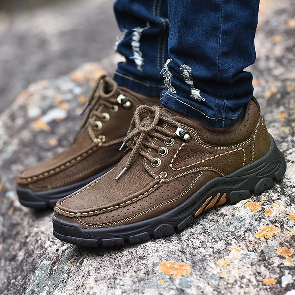 genuine leather mens walking shoes man ankle boots lace up comfortable male outdoor footwear dress office wedding shoes size 46, Black
genuine leather mens walking shoes man ankle boots lace up comfortable male outdoor footwear dress office wedding shoes size 46, Black