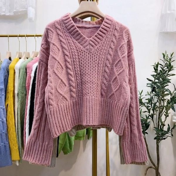 2019 knitting korean crop sweater women clothes long sleeve jumpers school girl v neck pink sweater, White;black
2019 knitting korean crop sweater women clothes long sleeve jumpers school girl v neck pink sweater, White;black