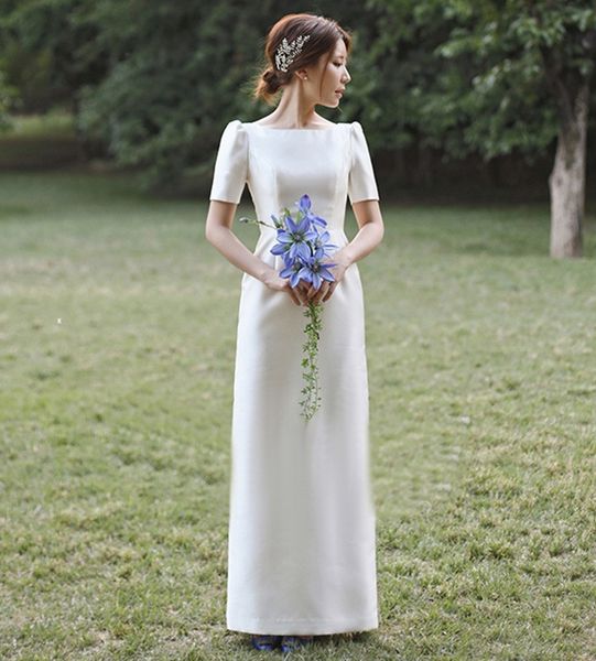 robe de soriee simple square short sleeves satin wedding dresses wedding gowns 2019 a line floor length backless bridal dress, White
robe de soriee simple square short sleeves satin wedding dresses wedding gowns 2019 a line floor length backless bridal dress, White