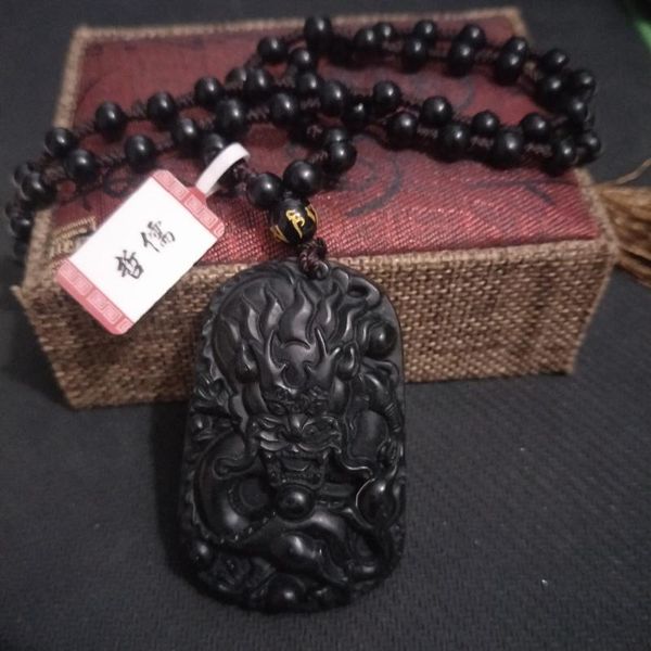 send a-level national certificate natural jade carving black dragon king pendant black 6mm jade bead necklace, Silver
send a-level national certificate natural jade carving black dragon king pendant black 6mm jade bead necklace, Silver