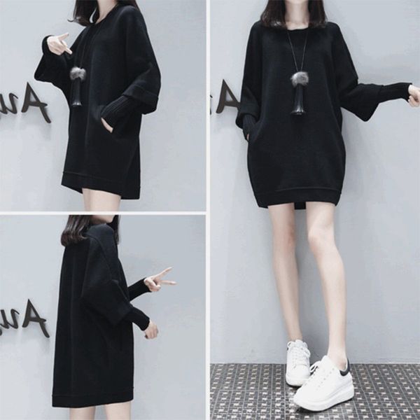 2018 spring and autumn women's new style mock two-piece pullover base mid-length brushed and thick hoodie skirt pullover a gener, Black
2018 spring and autumn women's new style mock two-piece pullover base mid-length brushed and thick hoodie skirt pullover a gener, Black