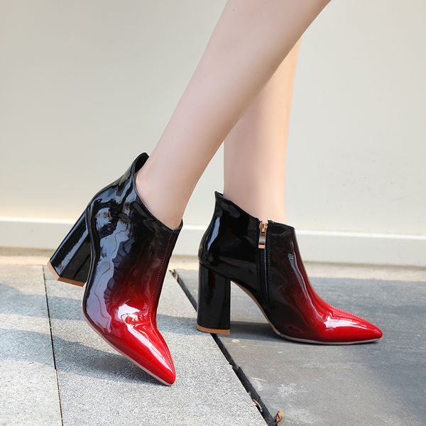 plus size 34-48 new fashion boots women pointed toe square high heels zipper mixed color ladies party wedding shoes ankle boots, Black
plus size 34-48 new fashion boots women pointed toe square high heels zipper mixed color ladies party wedding shoes ankle boots, Black
