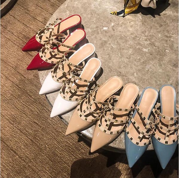 women pointed toe slippers slip on mules brand designers fashion luxury rivet t-strap slides slip on loafers, Black
women pointed toe slippers slip on mules brand designers fashion luxury rivet t-strap slides slip on loafers, Black