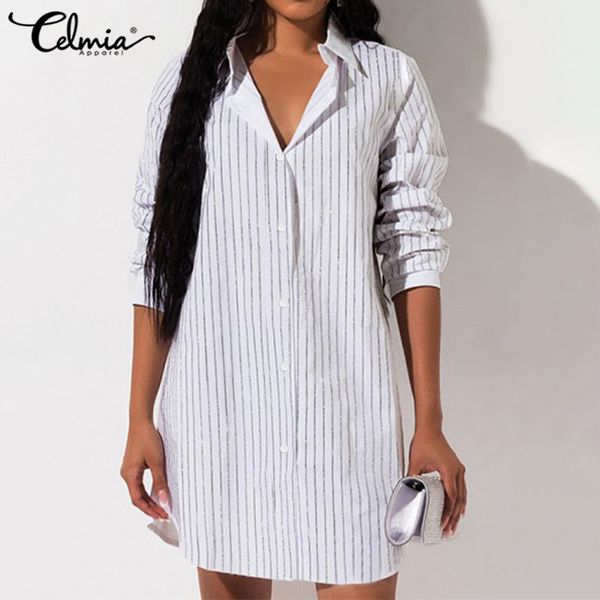 2020 celmia fashion office lady blouse women casual white shirt lapel collar striped long sleeve botton blusas female s-5xl
2020 celmia fashion office lady blouse women casual white shirt lapel collar striped long sleeve botton blusas female s-5xl
