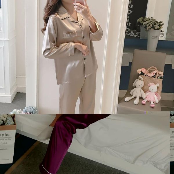 missky 2pcs/set women pajama sets sleep wear solid color lapel imitation silk long sleeve home wear, Blue;gray
missky 2pcs/set women pajama sets sleep wear solid color lapel imitation silk long sleeve home wear, Blue;gray