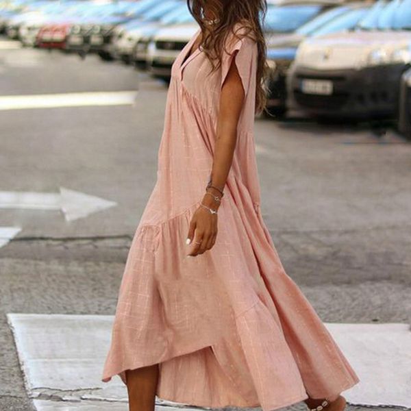 knee length women v neck loose dress 2019 summer short sleeve solid knee length beach dress elegant holiday soft linen dresses, Black;gray
knee length women v neck loose dress 2019 summer short sleeve solid knee length beach dress elegant holiday soft linen dresses, Black;gray