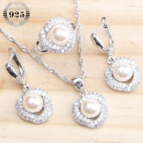 round pearl 925 sterling silver bridal jewelry sets earrings for women wedding jewelry cz ring pendant necklace set gifts box, Slivery;golden
round pearl 925 sterling silver bridal jewelry sets earrings for women wedding jewelry cz ring pendant necklace set gifts box, Slivery;golden