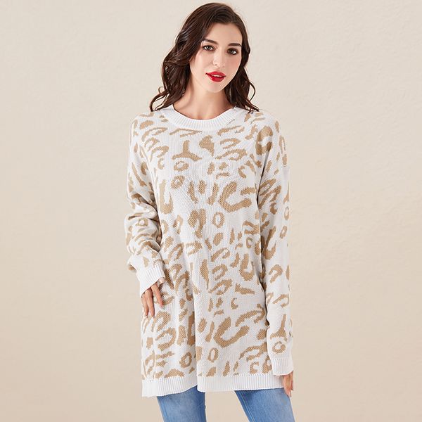 women's leopard knit pullover o-neck sweater lady fashion casual keep warm oversized pullover ladies sweet sweater femme, White;black
women's leopard knit pullover o-neck sweater lady fashion casual keep warm oversized pullover ladies sweet sweater femme, White;black