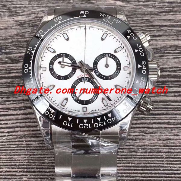 

selling ar 40mm 116500 116500ln 904l white black dial steel chronograph cal.4130 movement dive automatic mens watch, Slivery;brown