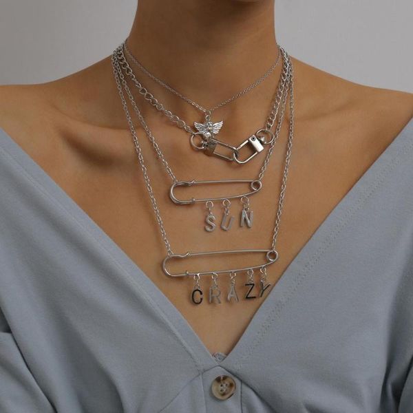 lacteo 4pcs/set new gothic double paper clip choker necklace punk 4 layered angel letter pendant necklace jewelry men and women, Golden;silver
lacteo 4pcs/set new gothic double paper clip choker necklace punk 4 layered angel letter pendant necklace jewelry men and women, Golden;silver