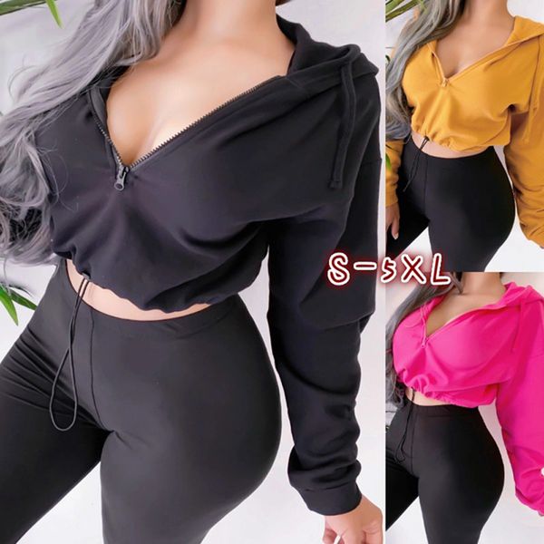 women autumn spring drawstring hooded long sleeve hoodie sweatshirts zip up crop casual jacket zipper coat outwear, Black
women autumn spring drawstring hooded long sleeve hoodie sweatshirts zip up crop casual jacket zipper coat outwear, Black