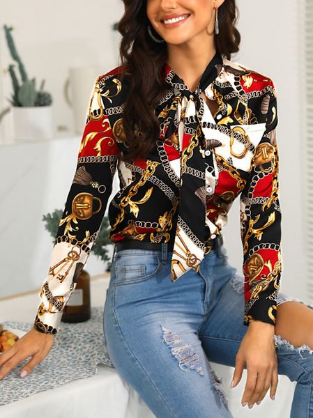 europe and the united the new chain-print blouses for ladies lace-up shirts cultivate one's morality clothes ing, Gray;blue
europe and the united the new chain-print blouses for ladies lace-up shirts cultivate one's morality clothes ing, Gray;blue