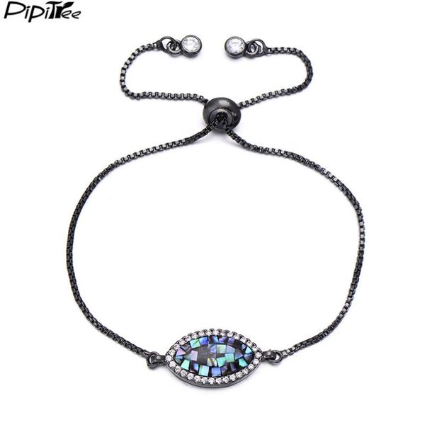 pipitree brand natural abalone shell cz bracelet jewelry adjustable chain link evil eye charm bracelets for women men, Black
pipitree brand natural abalone shell cz bracelet jewelry adjustable chain link evil eye charm bracelets for women men, Black