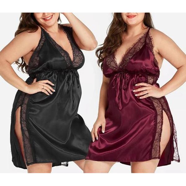 women's sleepwear womens sling homewear lingerie black night gown ladies lace babydolls plus size, Black;red
women's sleepwear womens sling homewear lingerie black night gown ladies lace babydolls plus size, Black;red