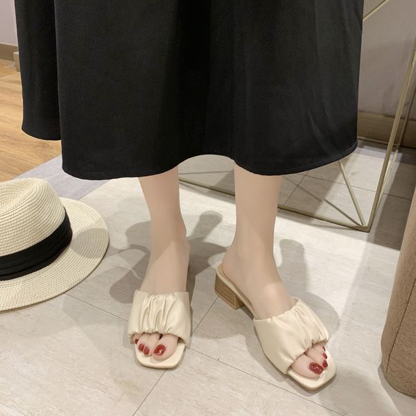 4 cm chunky heel slippers women sandals summer open toe pleated slippers outdoor thick heel sandals women brown beige 2020, Black
4 cm chunky heel slippers women sandals summer open toe pleated slippers outdoor thick heel sandals women brown beige 2020, Black
