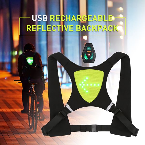 lixada usb rechargeable reflective vest backpack with led turn signal light remote control outdoor cycling sport safety bag gear, Black 
lixada usb rechargeable reflective vest backpack with led turn signal light remote control outdoor cycling sport safety bag gear, Black