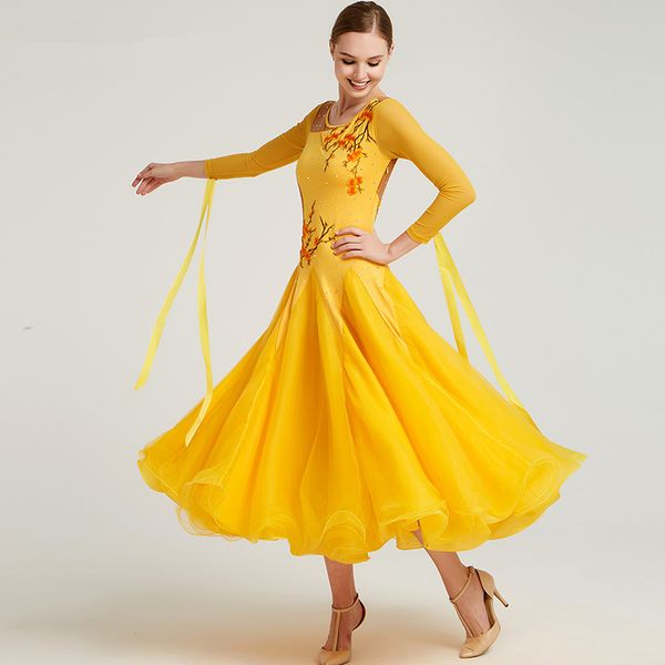 standard ballroom dress women new 2019 custom made yellow o neck long sleeved waltz ballroom dance competition dresses, Black;red
standard ballroom dress women new 2019 custom made yellow o neck long sleeved waltz ballroom dance competition dresses, Black;red