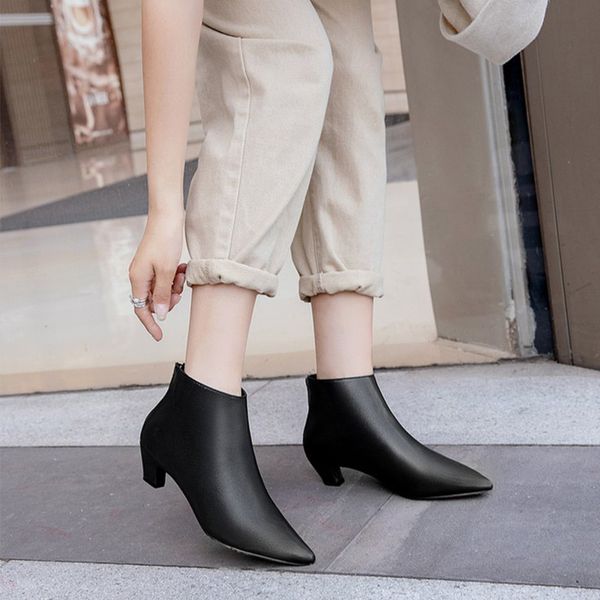 new women ankle boots patent leather pointed toe suede female autumn zip med heels short plush ladies shoes new casual fashion, Black
new women ankle boots patent leather pointed toe suede female autumn zip med heels short plush ladies shoes new casual fashion, Black