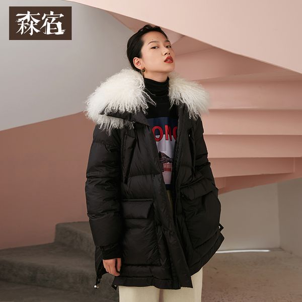 samstree winter 90% white duck down coats wool fur collar women long coat zipper thick black female coats
samstree winter 90% white duck down coats wool fur collar women long coat zipper thick black female coats