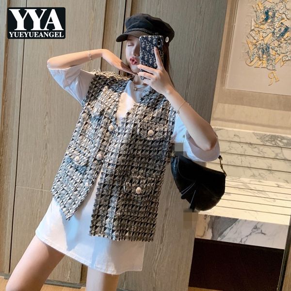 brand new korean fashion argyle loose sleeveless vests high street single breasted v-neck summer thin tweed outerwear waistcoats, Black;white
brand new korean fashion argyle loose sleeveless vests high street single breasted v-neck summer thin tweed outerwear waistcoats, Black;white