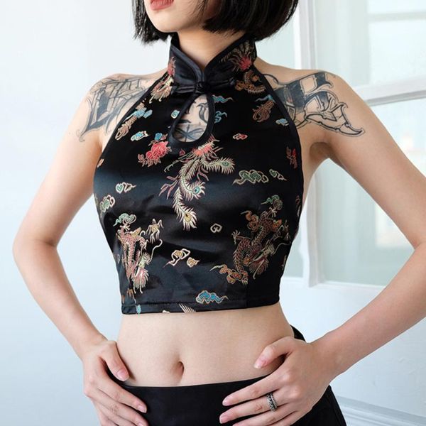 2020 новый cheongsam vintage dragon вышивка crop женщины узелок холтер топы sexy backless бинты tank top высокое качество, White
2020 новый cheongsam vintage dragon вышивка crop женщины узелок холтер топы sexy backless бинты tank top высокое качество, White