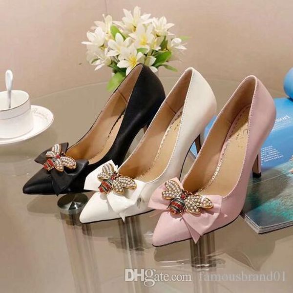 2019 selling classic designer ladies' party heels pointy bow tie metal bee luxury leather fashionable banquet wedding size 34, Black
2019 selling classic designer ladies' party heels pointy bow tie metal bee luxury leather fashionable banquet wedding size 34, Black