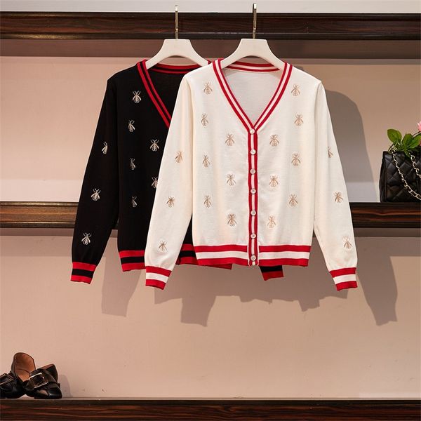 cwbshowgg large size women's sweater cardigan 2019 autumn embroidery loose v-neck long-sleeved single-breasted sweater coat, Black;brown
cwbshowgg large size women's sweater cardigan 2019 autumn embroidery loose v-neck long-sleeved single-breasted sweater coat, Black;brown