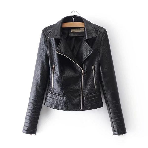 201spring/autumn new zipper motorcycle pu leather jacket female, pure color handsome thin embossed pu leather jacket women's, Black
201spring/autumn new zipper motorcycle pu leather jacket female, pure color handsome thin embossed pu leather jacket women's, Black