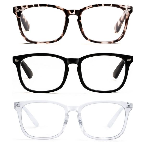 rfolve 3 pack blue light blocking glasses for women men anti eyestrain computer eyeglasses fashion square eyeglasses frame, White;black
rfolve 3 pack blue light blocking glasses for women men anti eyestrain computer eyeglasses fashion square eyeglasses frame, White;black