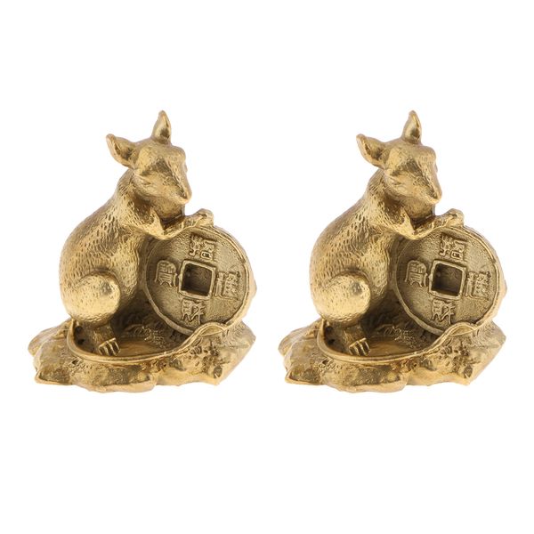 2pcs brass chinese zodiac rat statue feng shui fortune symbol ornament gift 
2pcs brass chinese zodiac rat statue feng shui fortune symbol ornament gift