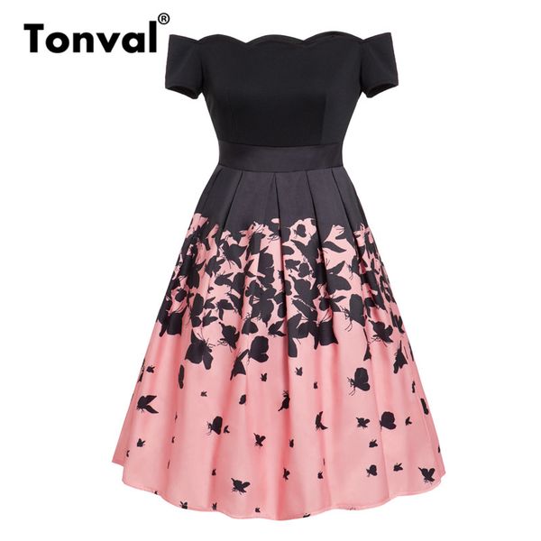tonval scallop neck butterfly print pleated dress off shoulder party elegant high waist fit and flare vintage dresses, Black;gray
tonval scallop neck butterfly print pleated dress off shoulder party elegant high waist fit and flare vintage dresses, Black;gray