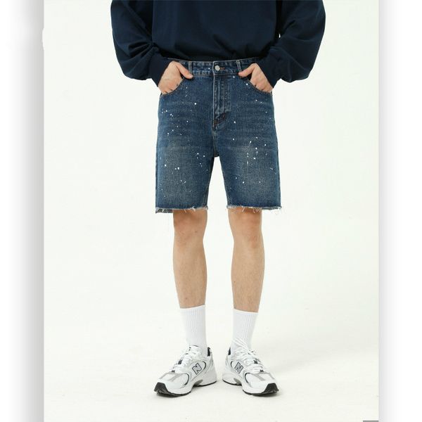 men paint dot casual knee length jean shorts male japan korea style streetwear vintage fashion hip hop denim shorts, Blue
men paint dot casual knee length jean shorts male japan korea style streetwear vintage fashion hip hop denim shorts, Blue