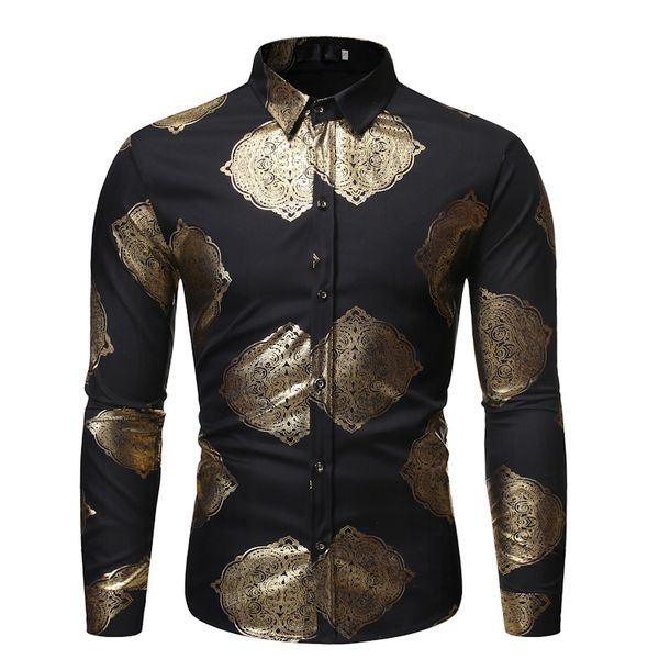 shirt for men bronzing print long sleeve party dress fashion metal casual shirts man autumn new, White;black
shirt for men bronzing print long sleeve party dress fashion metal casual shirts man autumn new, White;black