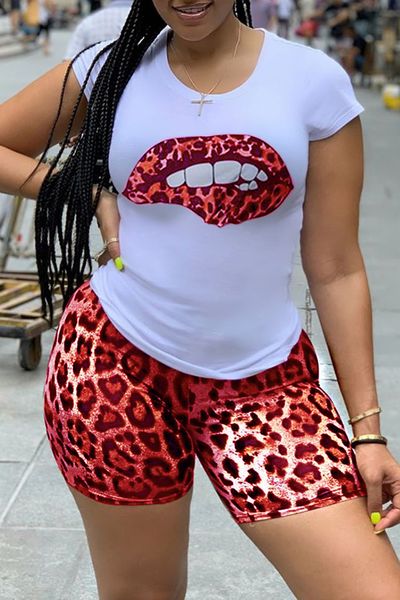 casual printed red two-piece shorts set, Gray
casual printed red two-piece shorts set, Gray