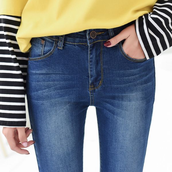 2018 spring and autumn new style korean-style women's jeans straight-cut cowboy women's dark color pants 118, Blue
2018 spring and autumn new style korean-style women's jeans straight-cut cowboy women's dark color pants 118, Blue