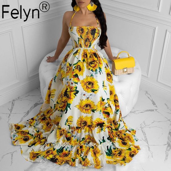 casual dresses felyn 2021 quality dress print floral halter spaghetti strap ruched beach a-line maxi vestidos, Black;gray
casual dresses felyn 2021 quality dress print floral halter spaghetti strap ruched beach a-line maxi vestidos, Black;gray