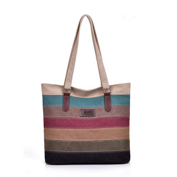 women's shoulder bag 2020 new large-capacity color stitching handbag canvas fashion striped tote bag casual wild shopping
women's shoulder bag 2020 new large-capacity color stitching handbag canvas fashion striped tote bag casual wild shopping