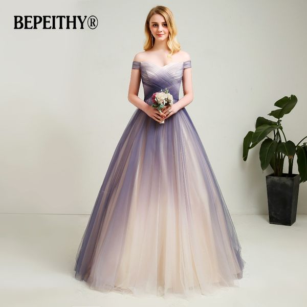 2019 new design off the shoulder a line long prom dresses gradient soft tulle long evening party dress vestido de festa, White;black
2019 new design off the shoulder a line long prom dresses gradient soft tulle long evening party dress vestido de festa, White;black
