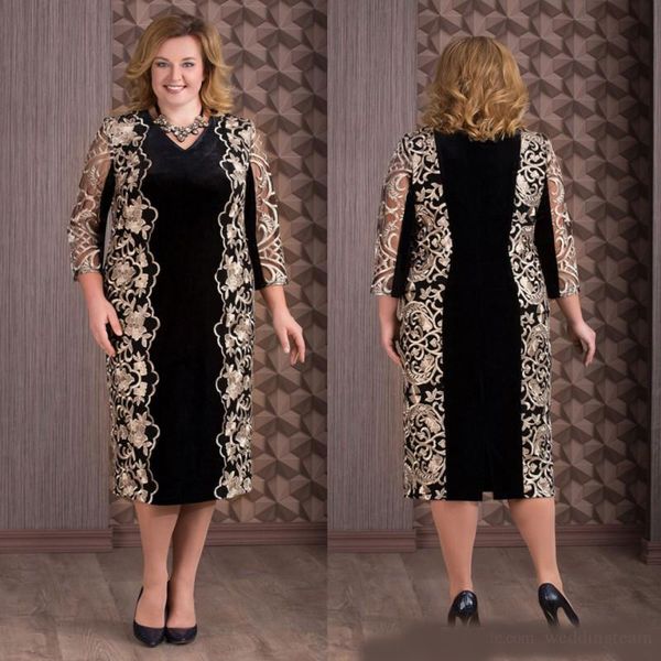 fashion sheath lace mother of the bride dresses with long sleeves v neck wedding guest dress tea length velvet evening gowns, Black;red
fashion sheath lace mother of the bride dresses with long sleeves v neck wedding guest dress tea length velvet evening gowns, Black;red