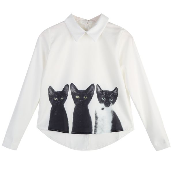 hirigin fashion new brand women's loose chiffon three cats long sleeve casual blouse autumn shirts high quality, White
hirigin fashion new brand women's loose chiffon three cats long sleeve casual blouse autumn shirts high quality, White