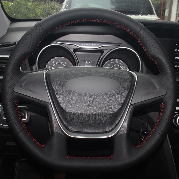 black natural leather car steering wheel cover for leopaard cs10 
black natural leather car steering wheel cover for leopaard cs10