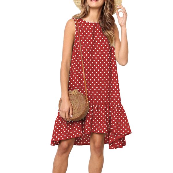 sleeveless o-neck polka dot ruffles summer dress 2019 casual loose plus size dress women vestidos, Black;gray
sleeveless o-neck polka dot ruffles summer dress 2019 casual loose plus size dress women vestidos, Black;gray
