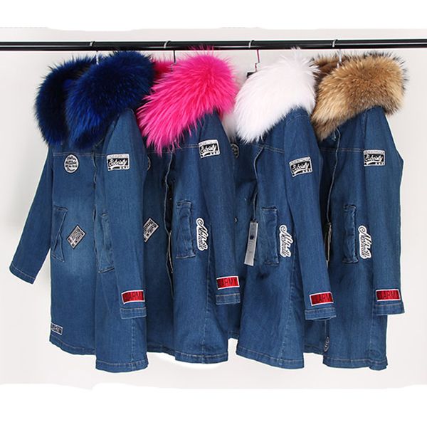 2018 long winter coat women real large raccoon fur hooded jacket thick warm fur lined parkas fashion denim jacket outwear casual, Black
2018 long winter coat women real large raccoon fur hooded jacket thick warm fur lined parkas fashion denim jacket outwear casual, Black