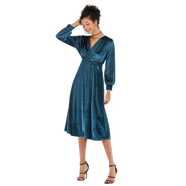 Dress 2019 Women Pleuche Long Beach Dress Loose Long Sleeve Deep V-neck A-line Sexy Party Dress Vestidos de fiesta YY5914
Dress 2019 Women Pleuche Long Beach Dress Loose Long Sleeve Deep V-neck A-line Sexy Party Dress Vestidos de fiesta YY5914
