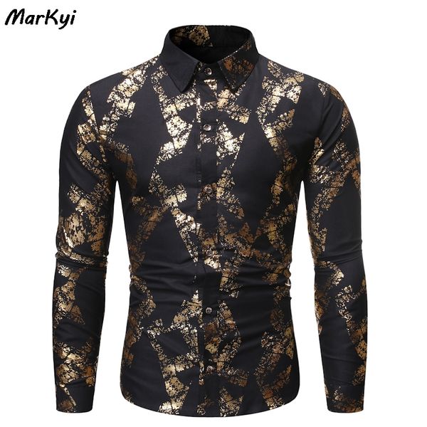 markyi 2019 fashion gold stamp print mens shirts regular fit good quality men dress shirt long sleeve, White;black
markyi 2019 fashion gold stamp print mens shirts regular fit good quality men dress shirt long sleeve, White;black