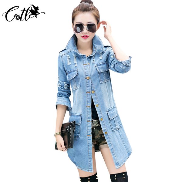 fashion women jean trench casual frayed wash denim long woman jean coat slim hole female outwear women clothing plus size xl xxl, Tan;black
fashion women jean trench casual frayed wash denim long woman jean coat slim hole female outwear women clothing plus size xl xxl, Tan;black