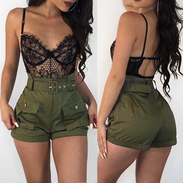 casual shorts women a-line high waist short pants summer army green pants stylish ladies loose beach belt short trousers, White;black
casual shorts women a-line high waist short pants summer army green pants stylish ladies loose beach belt short trousers, White;black