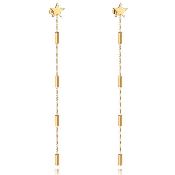 fashionable long chain earrings for women wholesale fashion jewelry stainless steel ip gold and rose gold hanging earrings, Silver
fashionable long chain earrings for women wholesale fashion jewelry stainless steel ip gold and rose gold hanging earrings, Silver
