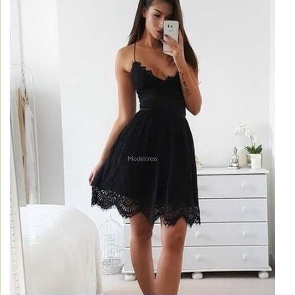 black lace homecoming dresses spaghetti a line short mini formal party evening gowns modern special occasion dresses vestido, Red
black lace homecoming dresses spaghetti a line short mini formal party evening gowns modern special occasion dresses vestido, Red